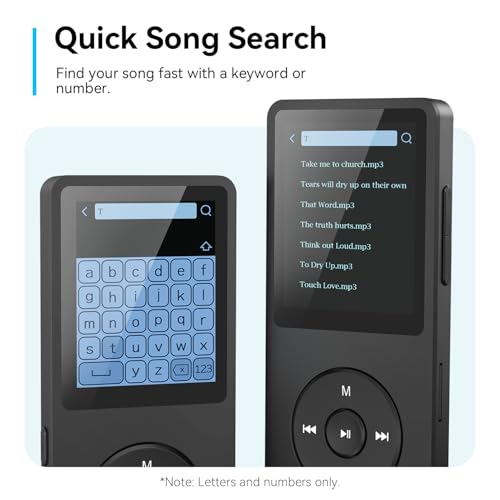 image for AGPTEK A02 MP3 Player with Bluetooth 5.3, 1.8 inch Screen Portable Mus