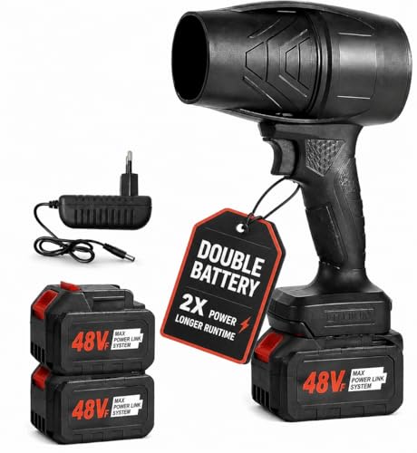 Image of (Double Battery) 48V Cordless Multi-Purpose Turbo Jet Air Blower | Portable Handheld Electric Air Duster for Car, Home, Dust Cleaning, Outdoor Use, Tight Spaces & BBQ | 300000 RPM