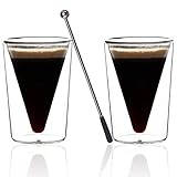 VESPESO Double Wall Espresso Cups Set of 2 - Thicker Thermo Insulated 3 Ounce Borosilicate Shot...