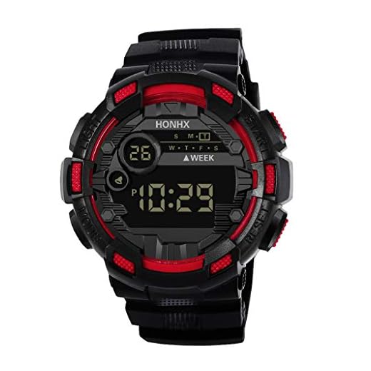 Bokeley Mens Watches,Mens Sport Digital Waterproof Watch LED Electronic Casual Watches (Red 2)