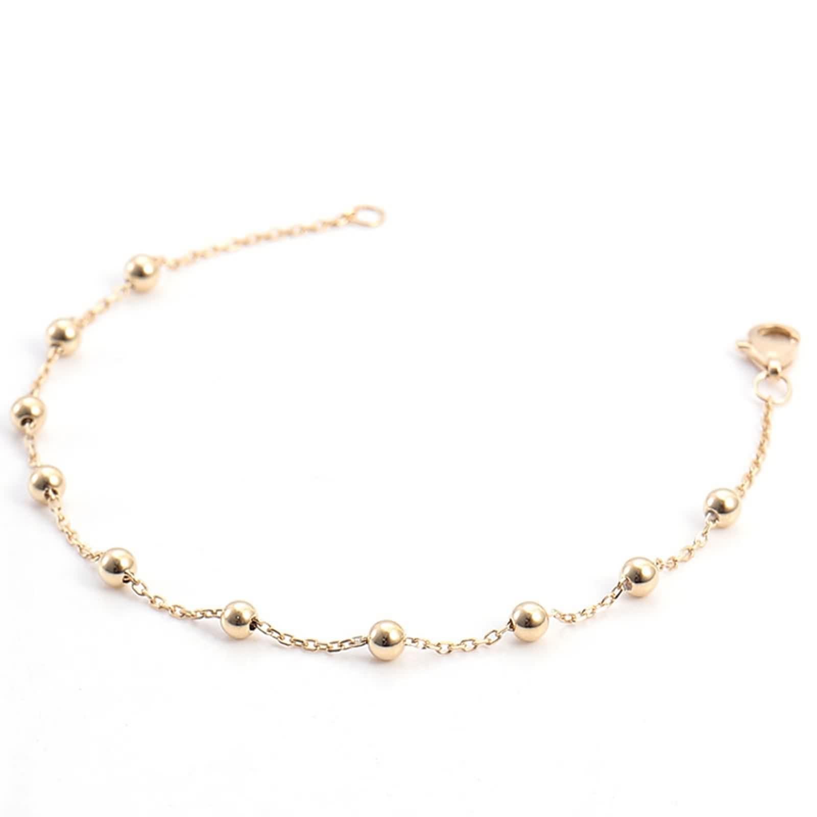 Pulseras para mujer de moda, pulsera de oro amarillo con cuentas para promesa de boda