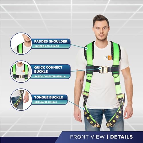 Image of Palmer Safety Full Body Harness with 5 Point Adjustment, Dorsal D-ring, Grommet Legs, Two Side D Rings, and Fall Indicators