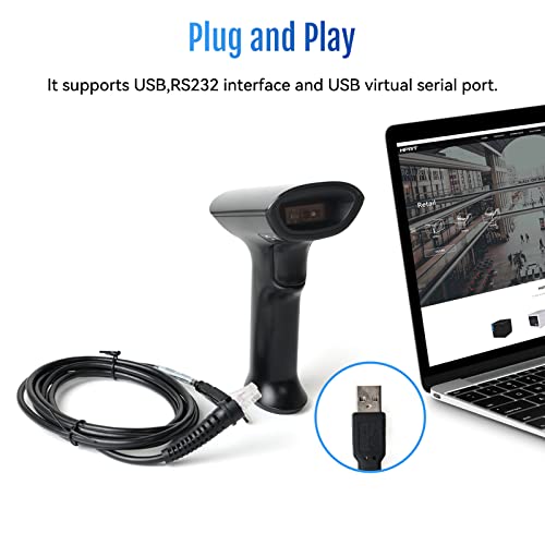 Image of HPRT Barcode Scanner, 1D 2D QR Wireless Barcode Scanner, Handheld UPC EAN Label Screen Reader with Android iOS Windows, USB Wired, Rechargeable for Retails Supermarket Warehouse Library