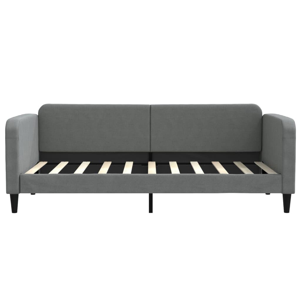 Rozkładana 2w1 z piankowym materacem do salonu i sypialni 90x190 cm szary | Sofa z materacem ciemnoszara 90x190 cm rozkładana kanapa z funkcją spania tkanina poliestrowa do salonu i sypialni