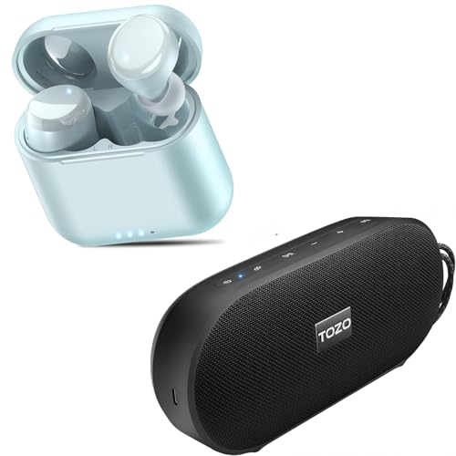 TOZO T6 Wireless Earbuds, IPX8 Waterproof Ear Buds PA1 Bluetooth Speaker with 20W Stereo Sound