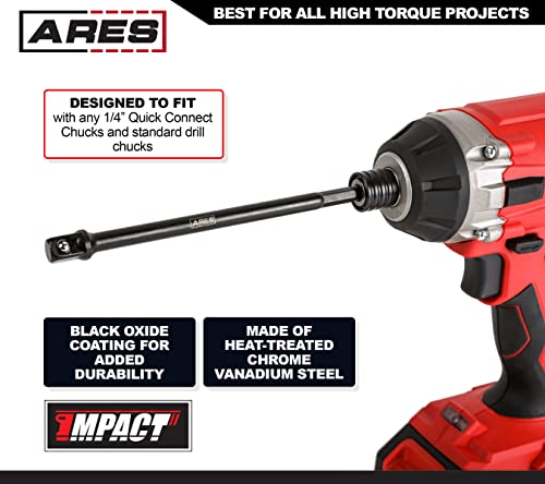 Ares 22021-6-Piece 6-Inch Impact Grade Socket Adapter Set - Spin Sleeve And Standard Adapters - Turns Impact Drill Drivers Into High Speed Socket Drivers - 1/4-Inch, 3/8-Inch, And 1/2-Inch Drive #TOP2