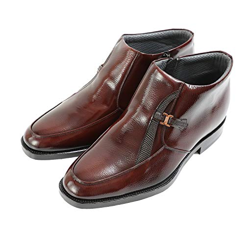 (北嶋製靴工業所) KITAJIMA [5cmUP]本革シークレットシューズ≪ブラウン 23.5≫ 牛革デザインモカハーフブーツ 『脚長スタイルアップシューズ』 No.763