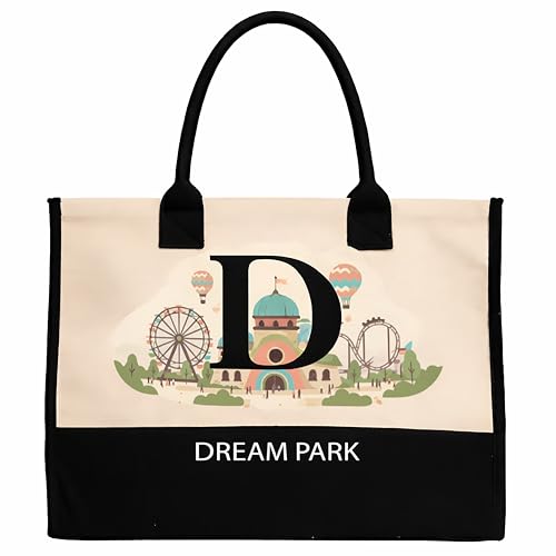 Image of Salt Earth Cotton Canvas Tote Bag - Alcatraz Island Landmark Design with Custom Initial, Durable Shoulder Bag for Women
