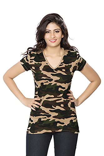 Neck Army Printed T-Shirt-Half Sleeve 
