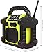 Bingxue Jobsite Radio Bluetooth Speaker, 30W IPX 66 Waterproof FM Clock Radio Portable with LED Lights, Anticollision FM Radios for Constrution Site/Outdoor/Fishing/Party/Camping（Yellow）