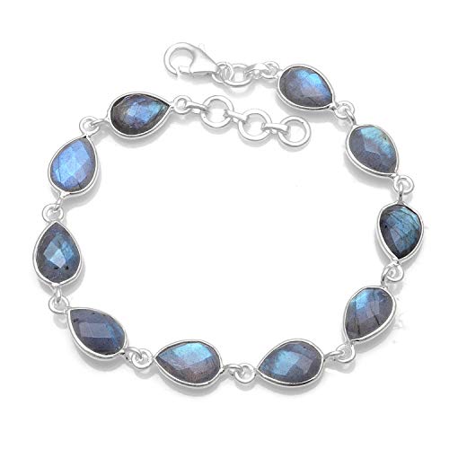 Silver Palace Bracelete en Labradorite Naturelle en Argent Sterling pour Femme et Fille Cover