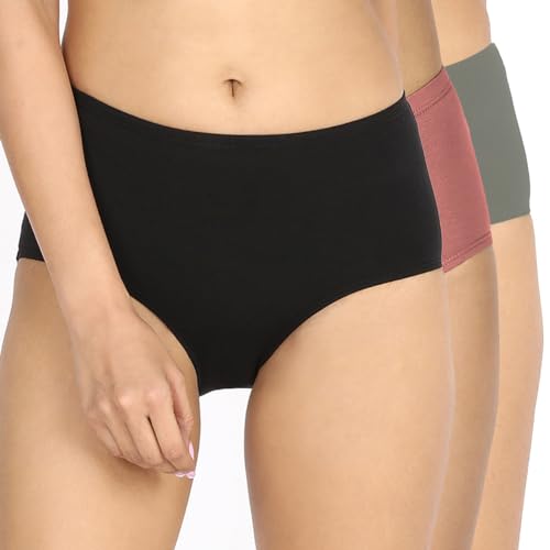 Image of NYKD (NYP104 Comfortable & Breathable Cotton Panty Set for Women (Pack of 3) | High Rise & Full Coverage Brief with Anti Odor Properties | Super Soft & Concealed Elastic for All Day Comfort