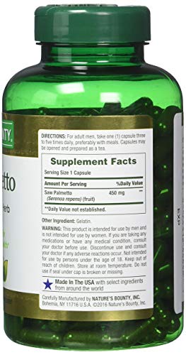 nature39s bounty saw palmetto 450 mg capsules 250 ea