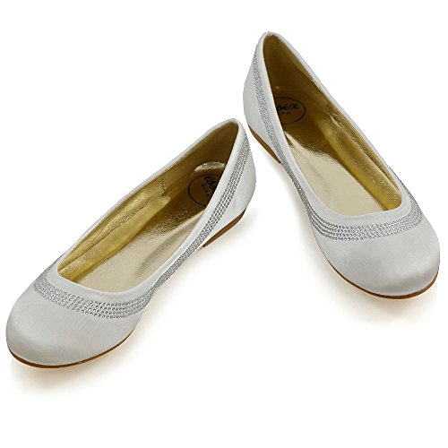 ESSEX-GLAM-Womens-Bridal-Flat-Shoes-for-Wedding-Ladies-Slip-On-Bridesmaid-Flower-Girl-Diamante-Satin-Pumps-Size-3-9