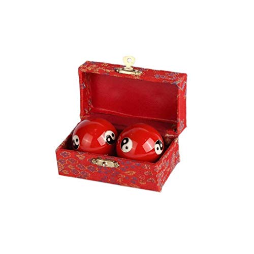 Lachineuse - Caja de Bolas Qi Gong Yin Yang - Bolas Chinas antiestrés en Esmalte ⌀ 40 mm - Caja de Regalo de relajación Zen - Objeto asiático Japón China Feng Shui - Color Rojo