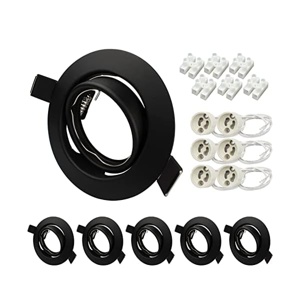 LED Einbaustrahler Rahmen Set Schwenkbar GU10 Einbaurahmen Rund Schwarz Matt LED Spot 230V inkl. GU10 Fassung LED oder Halogen