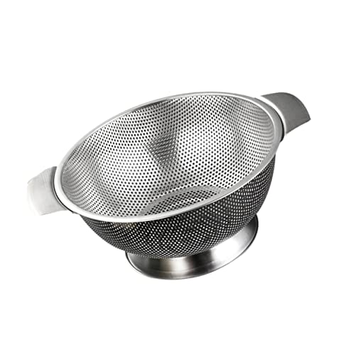ULTECHNOVO Ciotola Di Drenaggio in Acciaio 28,5 Cm Doppie Maniglie, Contenitore Multiforo Per Scolare Frutta e Verdura, Resistente e Portatile Per Cucina e Campeggio