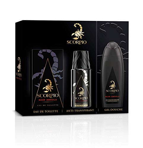 SCORPIO Coffret 3 produits Noir Absolu - Eau de toilette flacon 75ml, Gel Douche 250ml et Déodorant atomiseur 150ml
