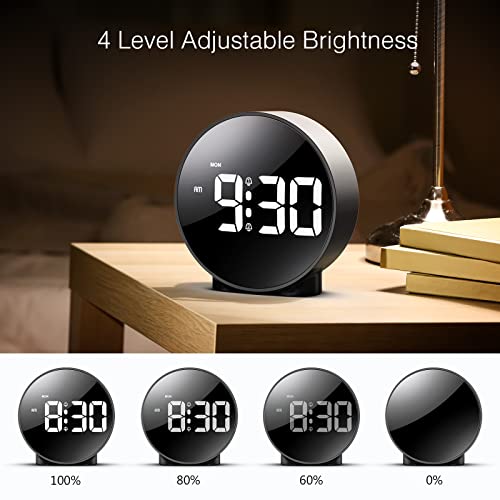 Oria Digital Alarm Clock, Hd Led Display Alarm Clock, Simple Table Clock, Electronic Desk Clock, Dual Alarms, 12/24Hr, 4 Adjustable Brightness For Bedroom, Office, Table, Black #TOP1