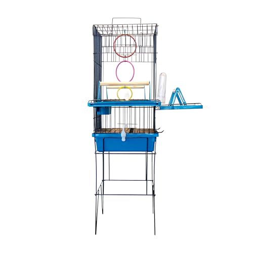 Viveiro Gaiola Para Calopsita Pássaros Triplex Confort Slim Azul Black
