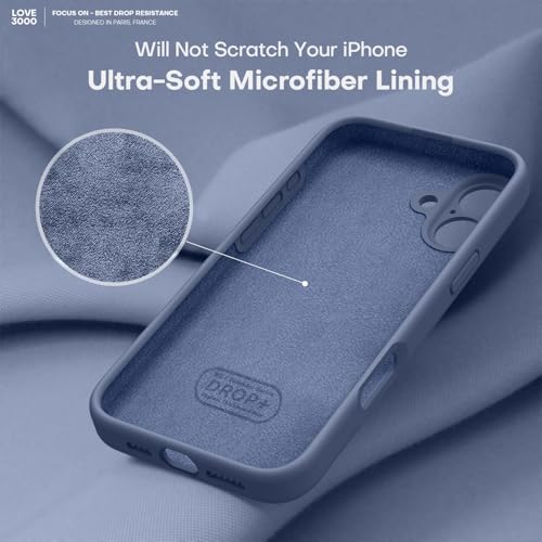 Image of LOVE 3000 Designed for iPhone 16 Case, Premium Silicone with [Soft Anti-Scratch Microfiber Lining] Shockproof Protective Phone Case for Men Women Girls 6.1 inch, Navy Blue