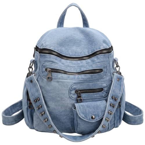 Mochila vaquera gótica Y2K mini bolso vintage negro con bolsillos de mujer