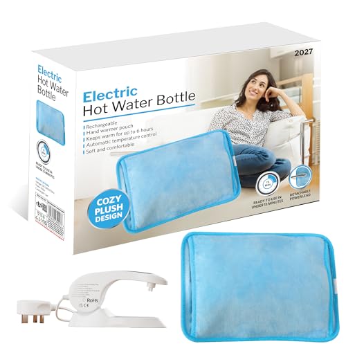 Rechargeable Electric Hot Water Bottle Bed Hand Body Warmer Heat Pad Cozy Fast Heating Auto-Shut Off Function Over-Heat Protection & No Refill Heat Pad 25cm x 17cm Blue