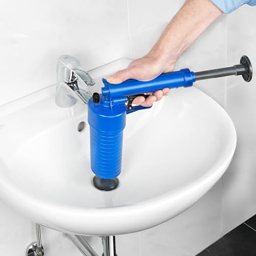 Cornat Rohrreinigungspistole - blau - Umweltfreundliche Rohrreinigung - Inklusive 3 Abfluss-Aufsätze, 1 spezieller WC-Aufsatz - / Abflussreiniger / Rohrreiniger / Abflussspirale / SA220