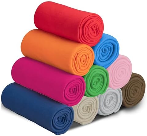 10 Pack Fleece Throw Blanket Bulk for Sofa, Soft Cosy Fluffy Blan...