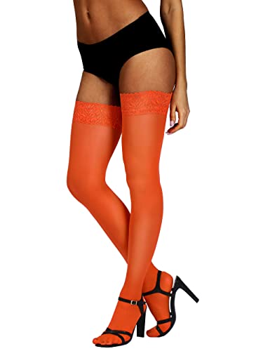 Image of HONENNA Semi Sheer Stay Up Lingerie Thigh High Stockings Lace Top Size A-F