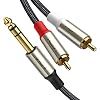 VIOY 1/4 to Dual RCA Audio Cable, Gold Plated Copper Shell Heavy Duty 6.35 mm Quarter Inch Male TRS Jack to 2 RCA Phono Male Stereo Y Insert Splitter Adapter......