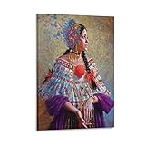 Wall Art Poster Girl in Traditional Panamanian Dress Portrait Painting Print Poster Oil Painting Art