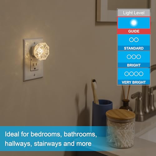 Image of GE Jewel LED Night Light, Plug-in, Always on, Warm White, UL-Certified, Energy Efficient, Ideal Nightlight for Bedroom, Bathroom, Nursery, Hallway, Kitchen, 85094, 4 Pack