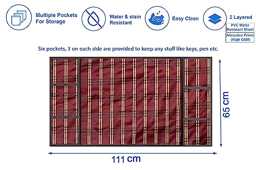 Image of The Furnishing Tree Fridge Top Cover Compatible for Samsung RR20C1723U8 /HL, 183 LTR WxL 65x111 in CM Plaid Pattern Red