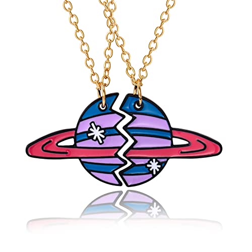 LEBOCADO 2 collares de medio corazón BFF, collares de amistad, mejores amigos para siempre, colgante de cola de sirena de color arco iris, regalos de amistad para niñas y mujeres, Zinc, No es una