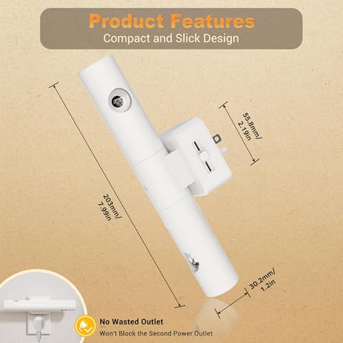 Image of JandCase LED Night Light, 2 Pack Modern Night Lights Plug into Wall, Dusk-to-Dawn Sensor with 3000K Soft White, 0-100LM Dimmable Night Lights for Bathroom /Hallway /Bedroom /Stairway