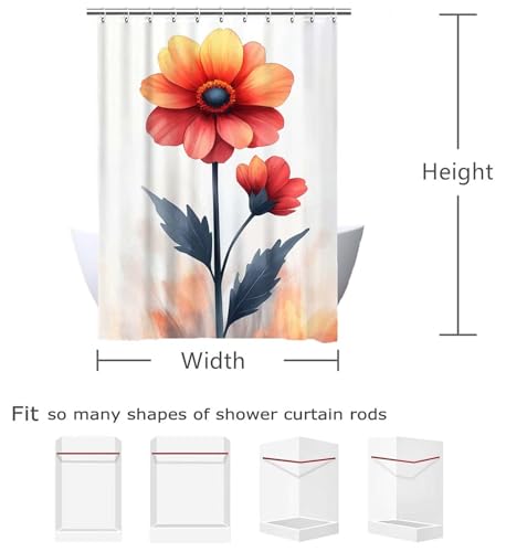 Rideau douche fleur imperméable à séchage rapide et ourlet lesté stable