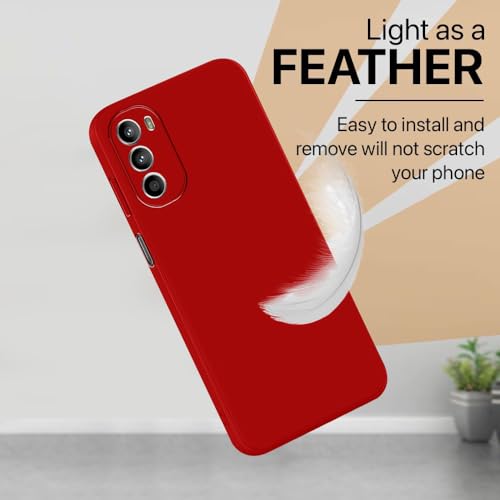 Image of Back Cover for Motorola Moto G62 5G | Full Camera Protection | Premium Liquid Silicon Case | Flexible Bumper Case for Motorola Moto G62 5G (Red)