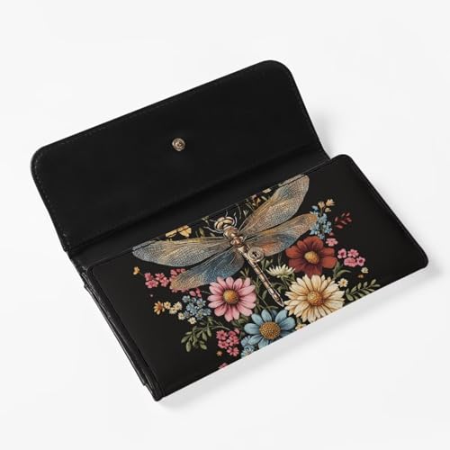 Image of AFPANQZ 3D Dragonfly Womens Pocket wallets, Leather Trifold Multi Card Slots Wallet, Elegant Phone Trifold Pocket wallet Zip Closure Wallets