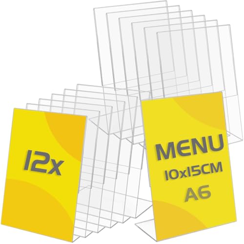 Présentoir à Panneau Acrylique Incliné A6 signalisation de table et porte-brochure