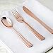 KWELLY Disposable Plastic Tableware Set | Includes Plates, Cutlery, Napkins & Cups for Dinner, Party, Bridal Shower, Birthday & Christmas | No BPA | 160 Pieces Rose Gold Fancy & Elegant Silverware