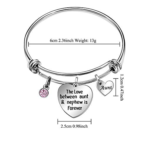 JQFEN Aunt Gifts Aunt Bracelet from Nephew Charm Crystal Bracelet for Aunt - The Love Between Aunt and Nephew is Forever Mothers Day Present for Aunt - Image 4