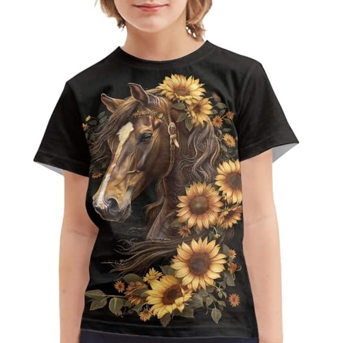 JEOCODY Boys Girls Graphic Tees Funny 3D Printed Short Sleeve T-Shirts 3-16T3