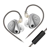KZ Castor in-Ear Monitor Dual-Dynamic Drivers Headphones with 4 Tuning Switches HiFi Noise Cancelling Earphones, Clarity Stereo Sound Earbuds for Audio Engineers, Musicians(Silver, with Mic)