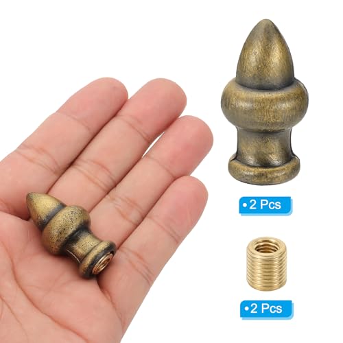 Image of PATIKIL 36 x 20mm Lamp Finials Caps Knob, 2 Set Solid Lamp Shade Top Decoration Screw Cap Nuts with Brass Reducing Adapter for Table Lamps Floor Lamps, Bronze