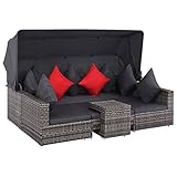 lyrlody Terrassenstühle, Patio Lounge Set PE Rattan + Glas + Stahl für Familie für Garten