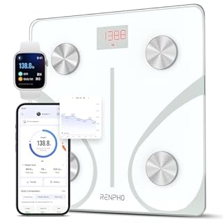 RENPHO Pèse Personne Impédancemètre, Balance Connectée Bluetooth Électronique Digital Balance, Impedancemetre avec 13 Données Corporelles, Blanc