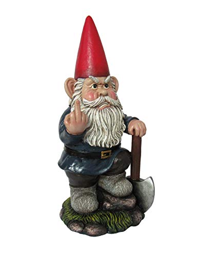 Dwk - You Dig? - Grumpy Garden Gnome Digging With Shovel Flipping The Bird Middle Finger Collectible Statue For Indoor Outdoor Summer Home And Garden Décor, 8.75-Inch #TOP1
