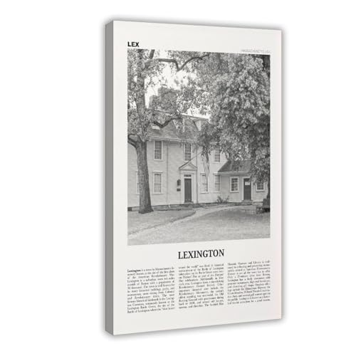 NEOHI Lexington Print - Lienzo decorativo para pared, diseño de Massachusetts, en blanco y negro, 30 x 45 cm