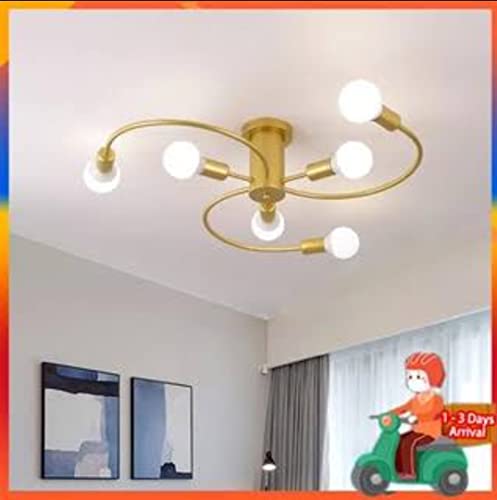 Image of Avior Low Height Ceiling Lamp, Chandelier for Living Room, Restaurant Lamps and Hotels (Golden) (Gold..)